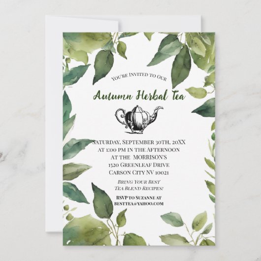 Botanischer Vintager Tee Party Einladung (Vorderseite)