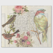 Botanischer Vintager Vogel-Decoupage Geschenkpapier (Flach)