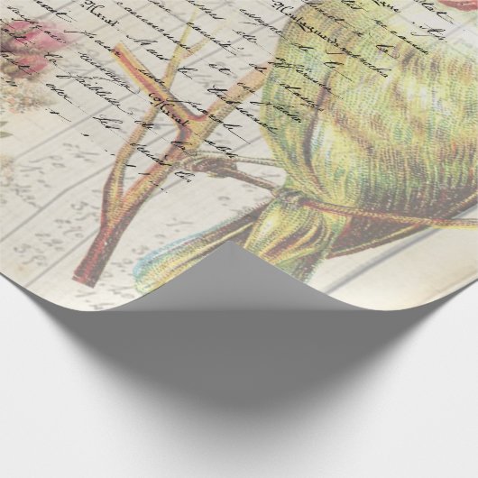 Botanischer Vintager Vogel-Decoupage Geschenkpapier (Ecke)
