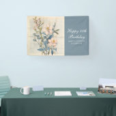 Botanischer Vintaqe Wildblume 80. Geburtstag Banner (Messe)