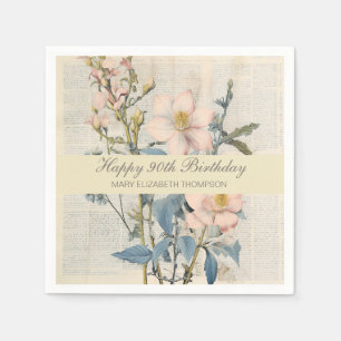 Botanischer Vintaqe Wildblume 90. Geburtstag Serviette