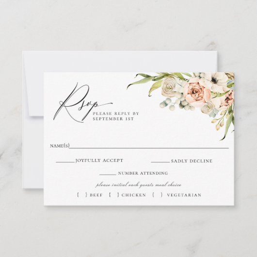 Botanischer Wald Blumen Hochzeit RSVP Mahlzeit Wah (Vorderseite)