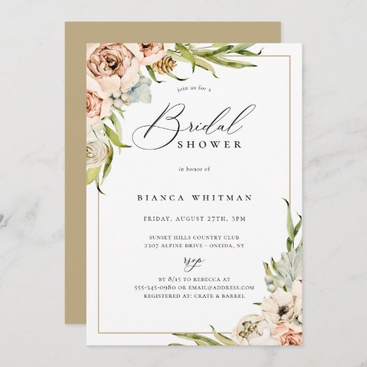 Botanischer Wald Blumendusche Einladung (Vorne/Hinten)