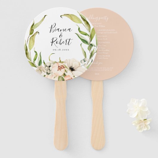 Botanischer Wald Blumenkranz Hochzeitshandfan Fächer (Vorne und Hinten)