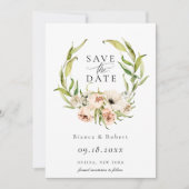 Botanischer Wald Blumenreath Save the Date Ankündigung (Vorderseite)