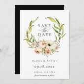 Botanischer Wald Blumenreath Save the Date Ankündigung (Vorne/Hinten)