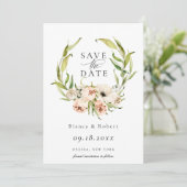 Botanischer Wald Blumenreath Save the Date Annou Ankündigung (Stehend Vorderseite)