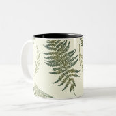 Botanischer Wald Ferns 1.1 Gelbe Creme BG Zweifarbige Tasse (Vorderseite Links)