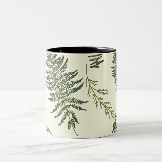 Botanischer Wald Ferns 1.1 Gelbe Creme BG Zweifarbige Tasse (Mittel)