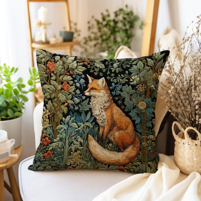 Botanischer Wald Fox William Morris Inspiriert Kissen (Von Creator hochgeladen)