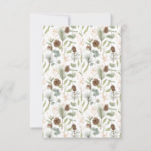 Botanischer Wald mit Pinecones Hochzeit Dankeskarte (Rückseite)