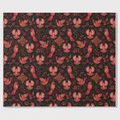 Botanischer Wald - Roter Kardinal Weihnachten Geschenkpapier (Flach)