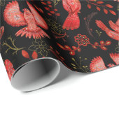 Botanischer Wald - Roter Kardinal Weihnachten Geschenkpapier (Rolleneckpunkt)