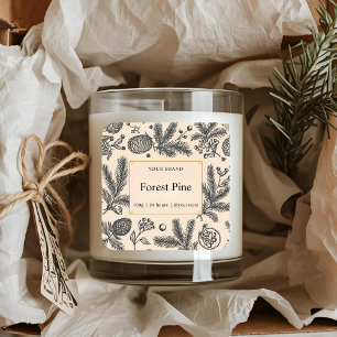 Botanischer Waldkiefer   Vintage WinterKerze Quadratischer Aufkleber