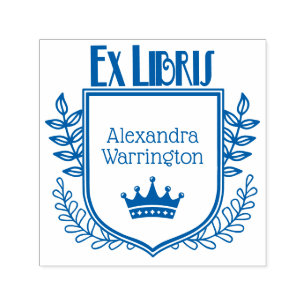 Botanischer Wappen-Krone #1 Ex Libris Buchtitel Permastempel
