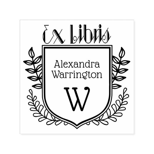 Botanischer Wappenkamm Ex Libris #2 Buchname Initi Permastempel (Design)