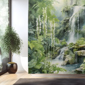 Botanischer Wasserfall Oase Duschvorhang