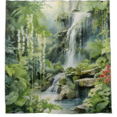Botanischer Wasserfall Oase Duschvorhang (Vorderseite)