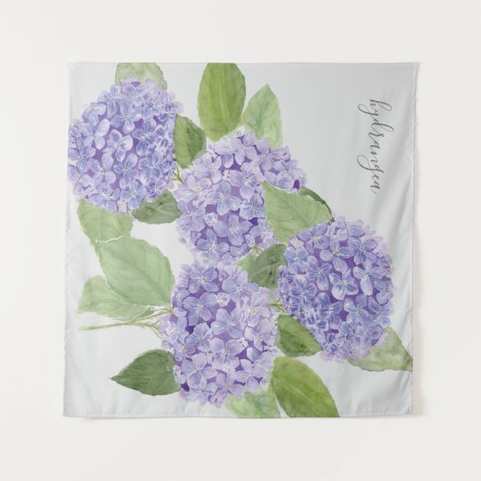 Botanischer Wasserfarbe Lila Hydrangea Wandteppich (Vorderseite (Horizontal))