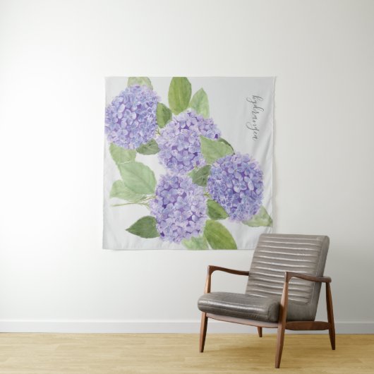 Botanischer Wasserfarbe Lila Hydrangea Wandteppich (Beispiel (Horizontal))