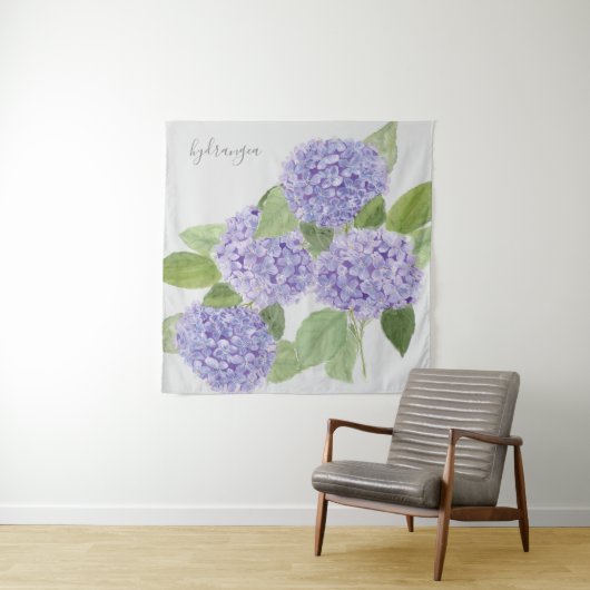 Botanischer Wasserfarbe Lila Hydrangea Wandteppich (Beispiel)