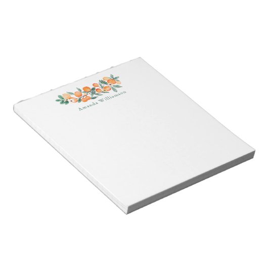Botanischer Wasserfarbe Orange Personalisierter Na Notizblock (angewinkelt)