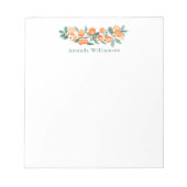Botanischer Wasserfarbe Orange Personalisierter Na Notizblock (Vorderseite)