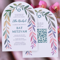 Botanischer Wasserfarbe QR-Code Bar/Bat Mizwa Boge