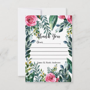 Botanischer Wasserfarben-Dank mit Vintage-Blumenmo Dankeskarte