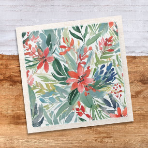 Botanischer Wasserfarben-Effekt: Rote Poinsettien- Glasuntersetzer