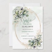 Botanischer Wasserfarben-Grün-Gold Save The Date (Vorderseite)