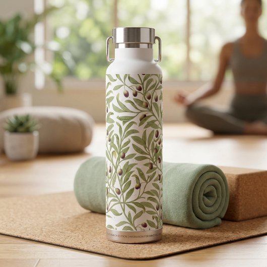 Botanischer Wasserfarbton Salbeigrüner Olivenzweig Trinkflasche