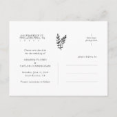 Botanischer Watercolor Save the Date Ankündigungspostkarte (Rückseite)