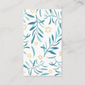 Botanischer Watercolor Star David Bar Bat Mitzvah Begleitkarte (Rückseite)