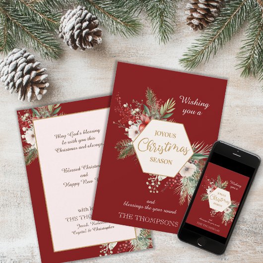 Botanischer Weihnachtsgebäck Roter Individuelle Na Feiertagskarte