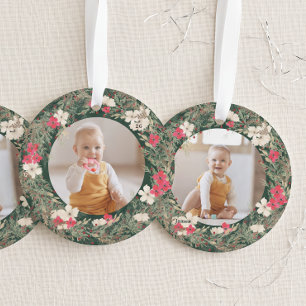 botanischer Weihnachtskranz 1. Erinnerungsfotos Ornament