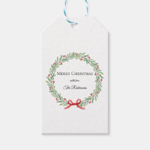 Botanischer Weihnachtskranz moderne Schrift Geschenkanhänger