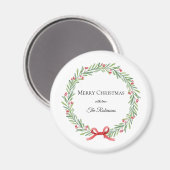 Botanischer Weihnachtskranz moderne Schrift Magnet (Vorderseite/Rückseite)