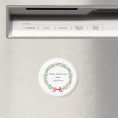 Botanischer Weihnachtskranz moderne Schrift Magnet (In Situ (Geschirrspüler))