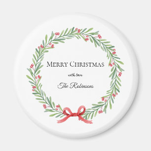 Botanischer Weihnachtskranz moderne Schrift Magnet
