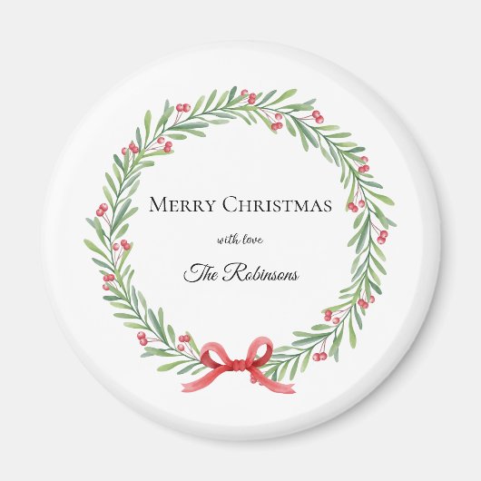 Botanischer Weihnachtskranz moderne Schrift Magnet (Vorne)