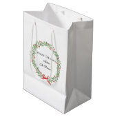 Botanischer Weihnachtskranz moderne Schrift Mittlere Geschenktüte (Vorderseite Schrägansicht)