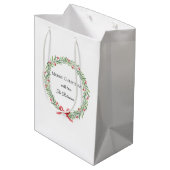 Botanischer Weihnachtskranz moderne Schrift Mittlere Geschenktüte (Rückseite Schrägansicht)