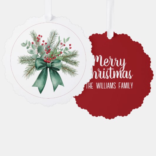 Botanischer Weihnachtskranz  Ornament Karte (Vorderseite/Rückseite)