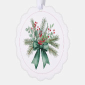 Botanischer Weihnachtskranz  Ornament Karte (Links)