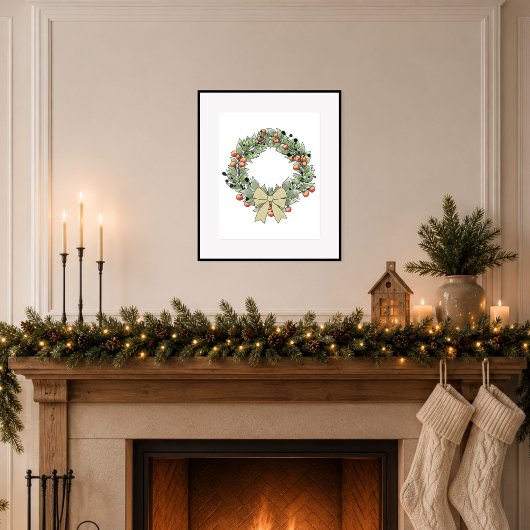 Botanischer Weihnachtskranz Poster