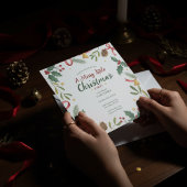 Botanischer Weihnachtskranz-Rahmen Einladung