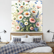Botanischer Wildblumen-Wasserfarbenposter – Motiva