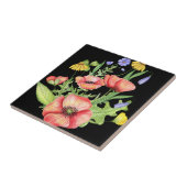 Botanischer Wildblumenstrauß Wasserfarbenkunst Fliese (Seite)