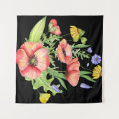 Botanischer Wildblumenstrauß Wasserfarbenkunst Wandteppich (Vorderseite (Horizontal))